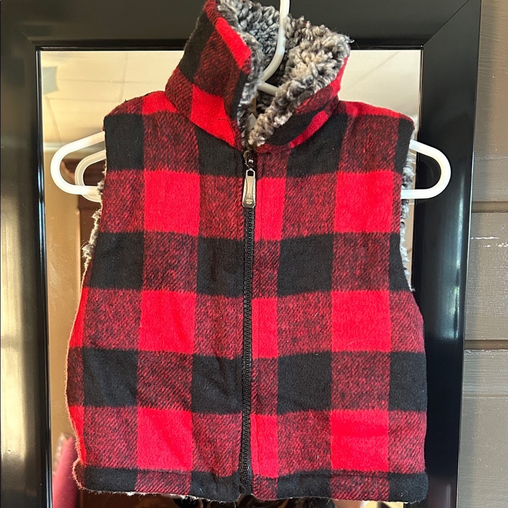Buffalo Checker Sherpa Vest; 2T-3T